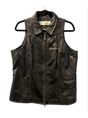 Yamaha Star Motorcycles Women's Leather Vest Size XL Black Biker Cruiser Zip